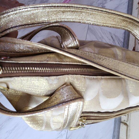 Coach Poppy Op Art Gold Signature C's Tote Bag Purse - Picture 10 of 16